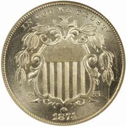 1874 Shield Nickel MS-66 (NGC) CAC