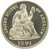 Image 1 : 1891 Seated Liberty Dime PR66 Cameo (PCGS) CAC