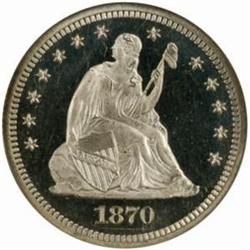1870 Seated Liberty 25C. PR67 Ultra Cam (NGC) CAC