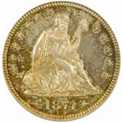1874 Seated Liberty Quarter Arrows PR64 (PCGS)