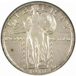 1918/7-S Standing Liberty Quarter. Genuine FH NCS