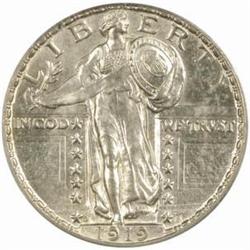 1919-D Standing Liberty 25C. MS63FH (PCGS)CAC OGH