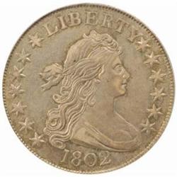 1802 Drape Bust 50C.The only known dies AU53 PCGS