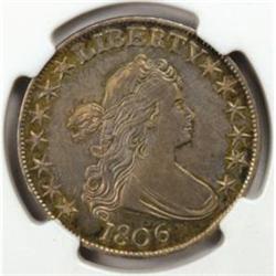 1806 Draped Bust 50C. No Stem AU-58 (NGC)