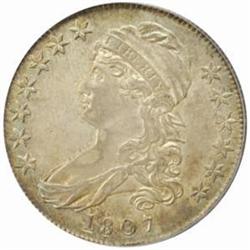 1807 Cap Bust 50C. Lg Stars, 50/20 AU58 PCGS CAC
