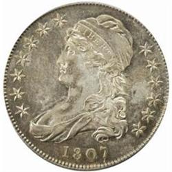 1807 Cap Bust 50C. O-114 R-3 Lg Stars. AU53 PCGS