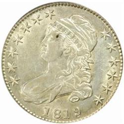 1819/8 Cap Bust 50C. O-101 R-1 Sm. 9. AU50 PCGS