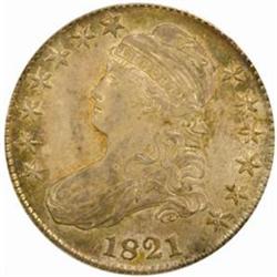 1821 Capped Bust 50C. O-101a R-1. AU58 (PCGS) OGH