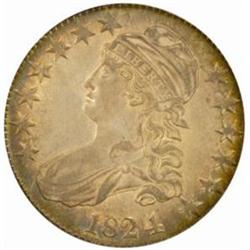 1824/4 Capped Bust 50C. O-110 R-2 AU58 (PCGS) CAC