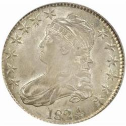 1824 Cap Bust 50C. O-115 Rarity-2 MS62 (PCGS) CAC