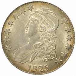1825 Capped Bust 50C. O-106 Rarity-3 AU-58 (PCGS)