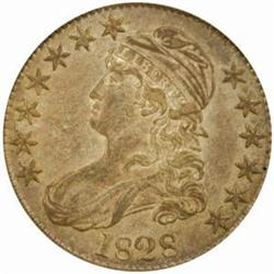 1828 Cap Bust 50C. Curl Base, No Knob 2 AU58 PCGS