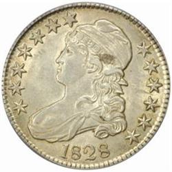 1828 Cap Bust 50C. Curl Base, No Knob 2 AU50 PCGS