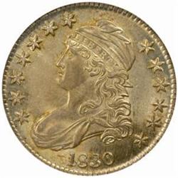 1830 Cap Bust 50C. O-113 R-2. Small 0. MS62 (NGC)