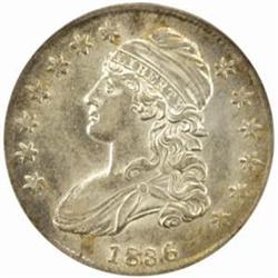 1836 Capped Bust 50C. Lettered Edge.AU-58 (PCGS)