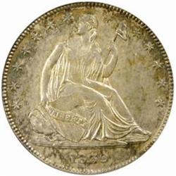 1839 Seated Lib 50C. WB-102 Drapery AU58 (PCGS)
