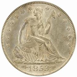 1853 Seated Liberty 50C. Arrows & Rays. AU58 PCGS