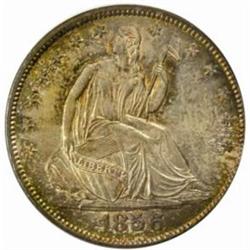 1856-O Seated Lib 50C WB-102 Repunch Date MS65NGC