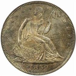 1859 Seat Lib. 50C. Tail Hub Variety II MS64 PCGS