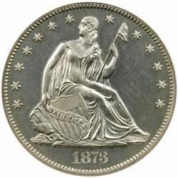 1873 Seat Lib 50C. No Arrows, Closed 3 PR63 (NGC)
