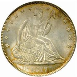 1877 Seat Lib. 50C. Tail Hub Variety II MS64 PCGS