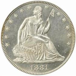 1881 Seated Liberty 50C. MS-63 (PCGS)