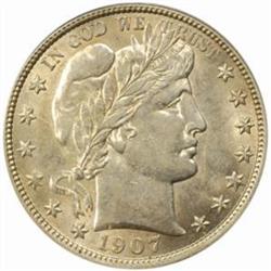 1907-D Barber 50C. AU-58 (PCGS)