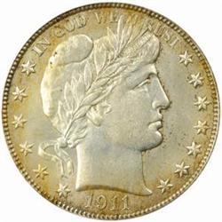 1911-S Barber 50C. MS-64 (PCGS)