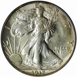 1917-D Walking Liberty 50C. Rev MM. MS-65 (PCGS)