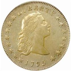 1795 Flowing Hair S$1. Three Leaves AU-58 (PCGS)