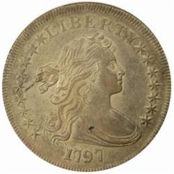 1797 S$1. Stars 9x7, Large Letters AU55 NGC