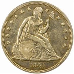 1841 Seated Liberty Silver Dollar AU-50 (ANACS)