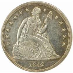 1842 Seated Liberty Silver Dollar AU-58 (NGC)