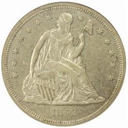 1842 Seated Liberty Silver Dollar AU-58 (NGC)