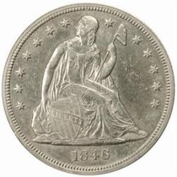 1846 Seated Lib. S$1. AU-53 Detail-Clean ANACS