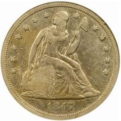 1847 Seated Liberty Silver Dollar EF-40 (NGC)