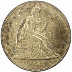 1863 Seated Lib. $1. EF45 Details-Cleaned (ANACS)