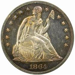 1864 Seated Liberty Silver Dollar PR63 (PCGS)