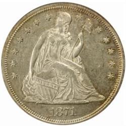1871 Seated Liberty Silver Dollar AU-58 (NGC)
