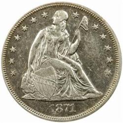 1871 Seated Liberty Silver Dollar AU-55 (ANACS)