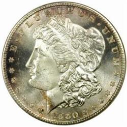 1880/79-S $1. Diagonal Overdate, Med S MS65 ANACS