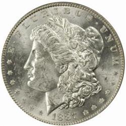 1887/6 Morgan Silver Dollar MS-62 (PCGS) OGH