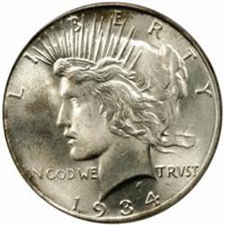 1934 Peace Silver Dollar MS-65 (PCGS) OGH