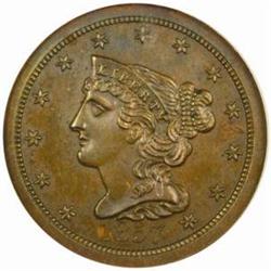 1857 Braided Hair HH1C. C-1, B-2 R-4. PR65BN NGC