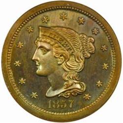 1857 Braided Hair 1C N-5 R-5+. Sm Date PR66BN NGC