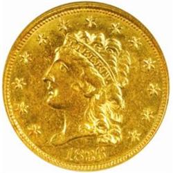 1836 Classic $2.5 Script 8 MS-60 (NGC)