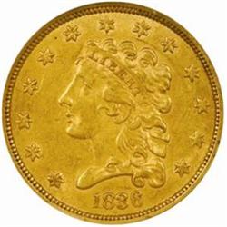 1836 Classic $2.5 Block 8 AU58 (NGC) CAC