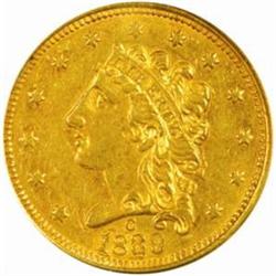1839-C Classic $2.5. Repunched Date AU58 (PCGS)