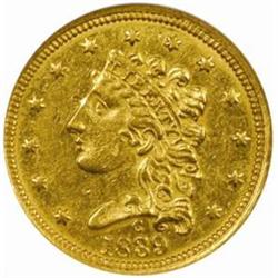 1839-C Classic $2.5. Repunch Date AU58 NGC