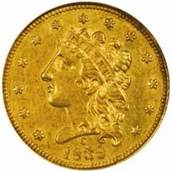 1839-C Classic $2.5. Repunched Date AU-58 (NGC)